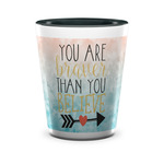 Inspirational Quotes Ceramic Shot Glass - 1.5 oz - Two Tone - Set of 4