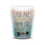 Inspirational Quotes Ceramic Shot Glass - 1.5 oz - White - Set of 4