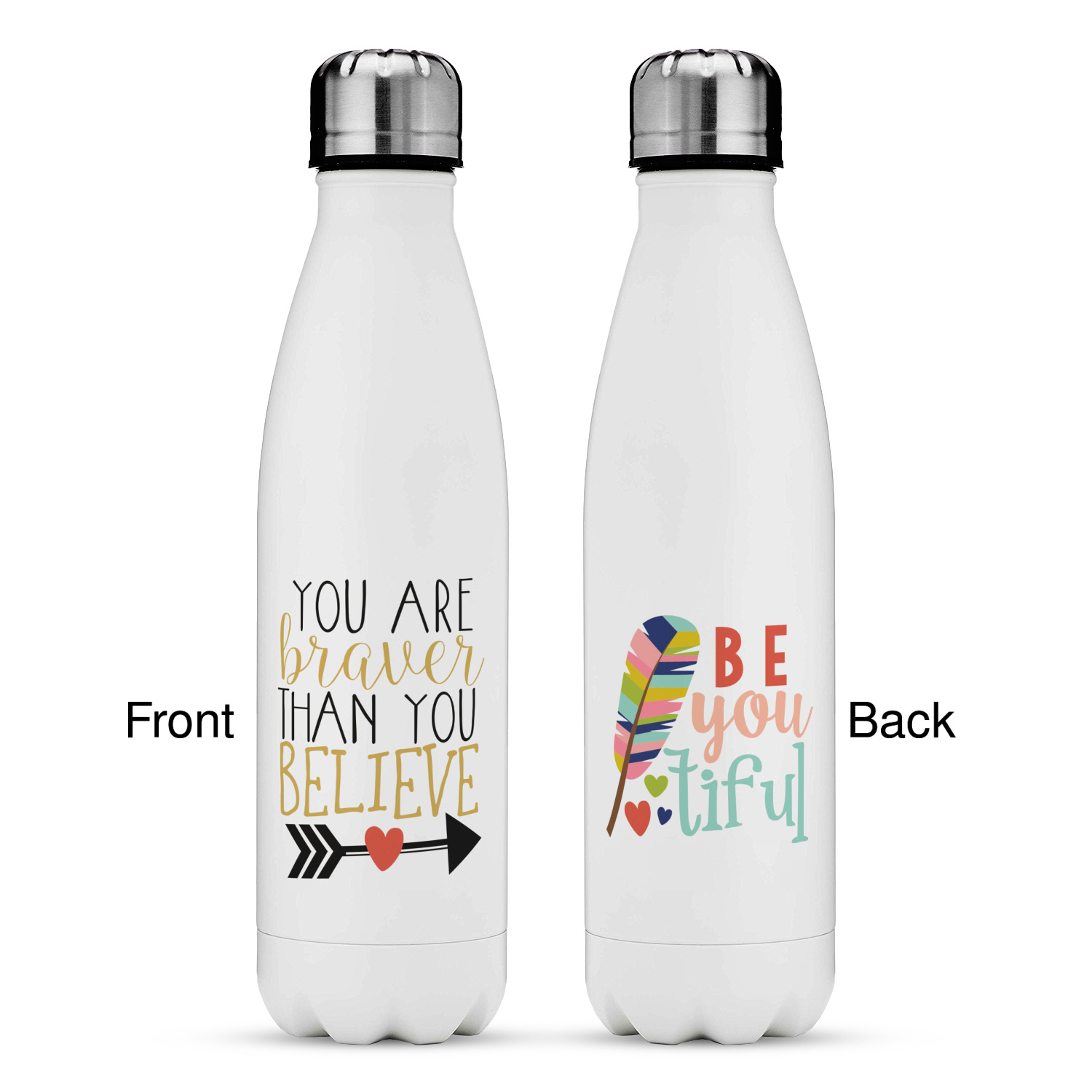 Inspirational Quotes Tapered Water Bottle - 17 oz. - Stainless Steel ...