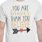 Inspirational Quotes White Crew T-Shirt on Model - CloseUp