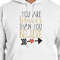 Inspirational Quotes White Hoodie on Model - CloseUp