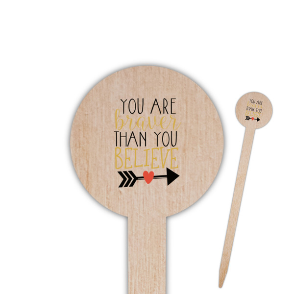 Custom Inspirational Quotes 6" Round Wooden Food Picks - Double Sided