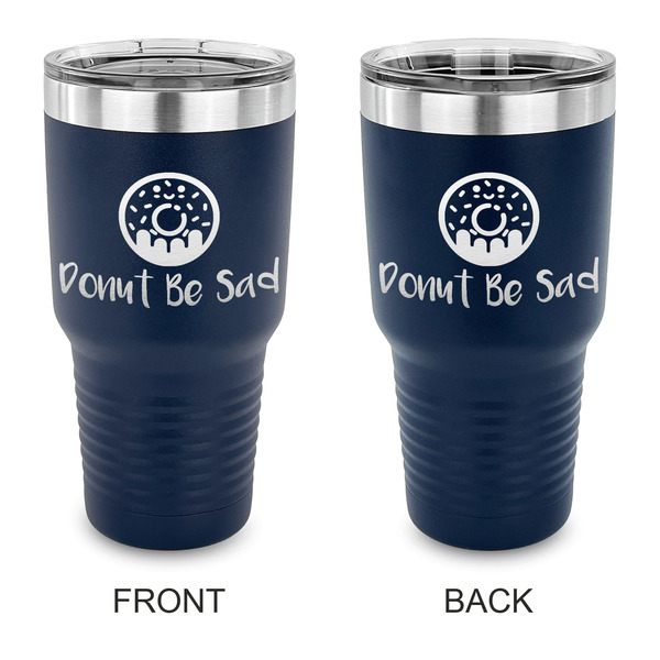 Custom Donuts 30 oz Stainless Steel Tumbler - Navy - Double Sided (Personalized)