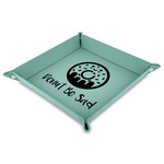 Donuts Faux Leather Dice Tray - 9" x 9"  - Teal (Personalized)