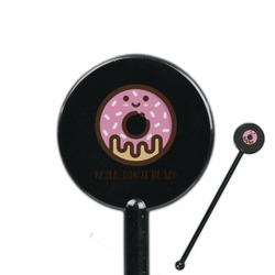 Donuts 5.5" Round Plastic Stir Sticks - Black - Single Sided (Personalized)