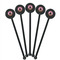 Donuts Black Plastic 5.5" Stir Stick - Round - Fan View