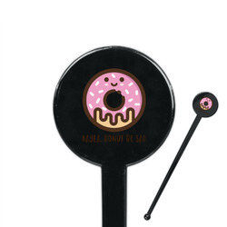 Donuts 7" Round Plastic Stir Sticks - Black - Double Sided (Personalized)