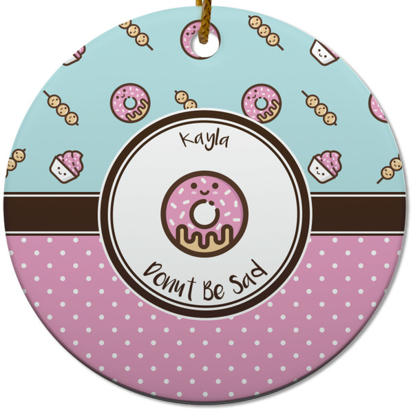 Custom Donuts Round Ceramic Ornament w/ Name or Text