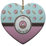 Donuts Heart Ceramic Ornament w/ Name or Text