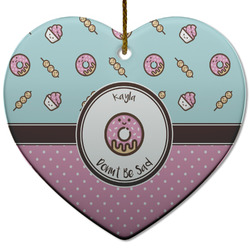 Donuts Heart Ceramic Ornament w/ Name or Text