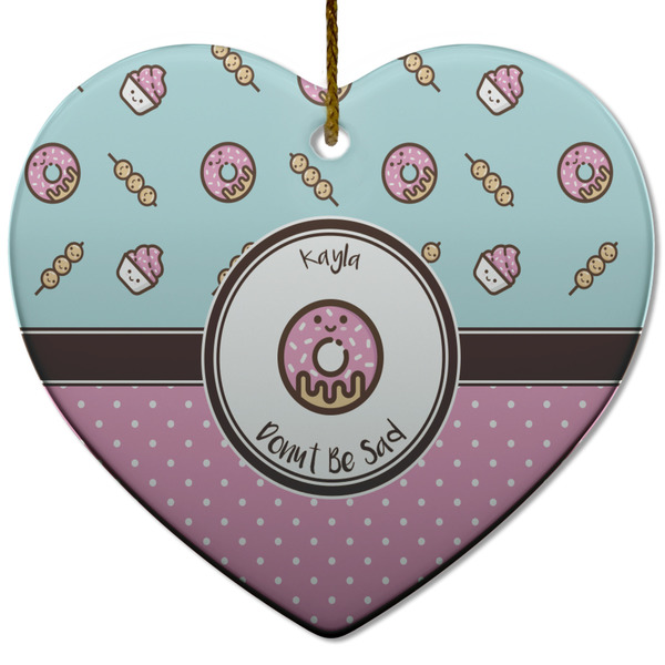 Custom Donuts Heart Ceramic Ornament w/ Name or Text