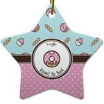 Donuts Star Ceramic Ornament w/ Name or Text