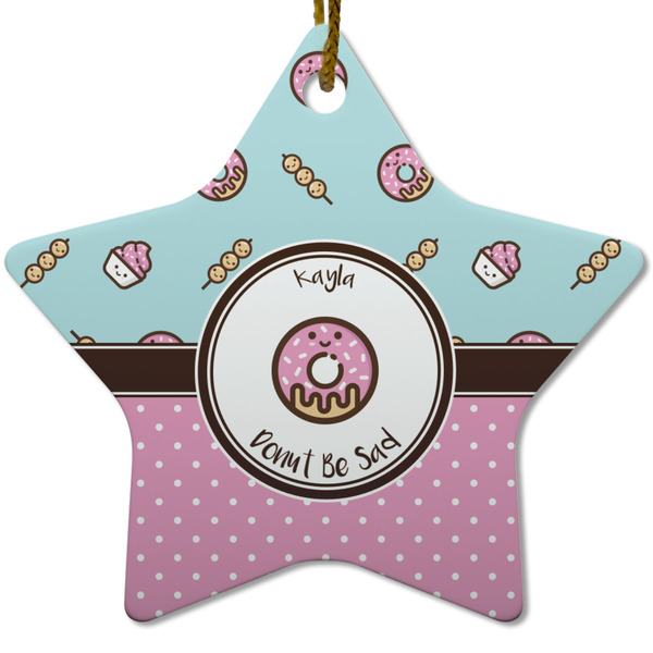 Custom Donuts Star Ceramic Ornament w/ Name or Text