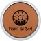 Donuts Cognac Leatherette Round Coasters w/ Silver Edge - Single