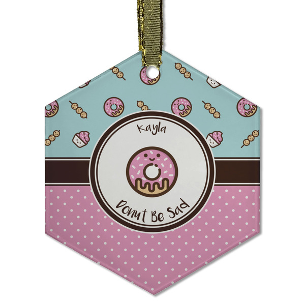 Custom Donuts Flat Glass Ornament - Hexagon w/ Name or Text