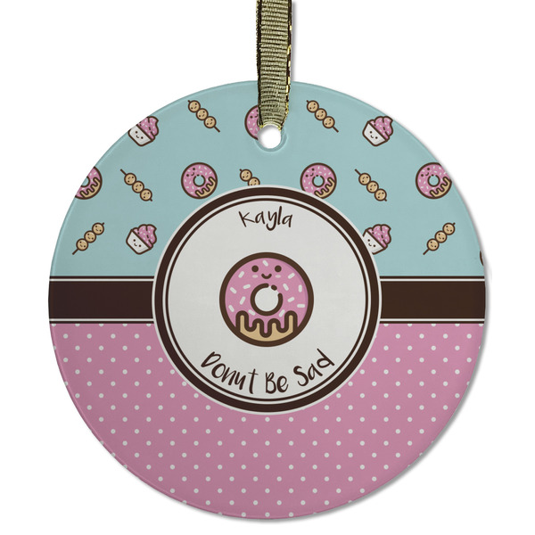 Custom Donuts Flat Glass Ornament - Round w/ Name or Text