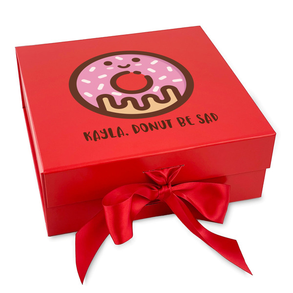 Custom Donuts Gift Box with Magnetic Lid - Red (Personalized)