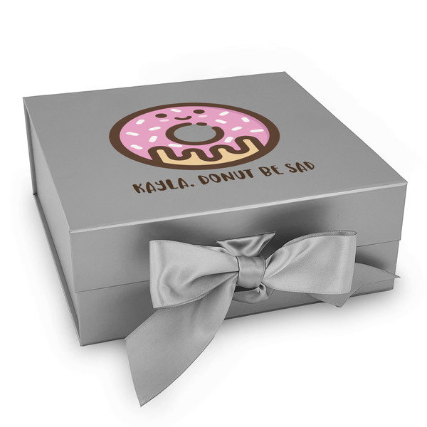 Custom Donuts Gift Box with Magnetic Lid - Silver (Personalized)