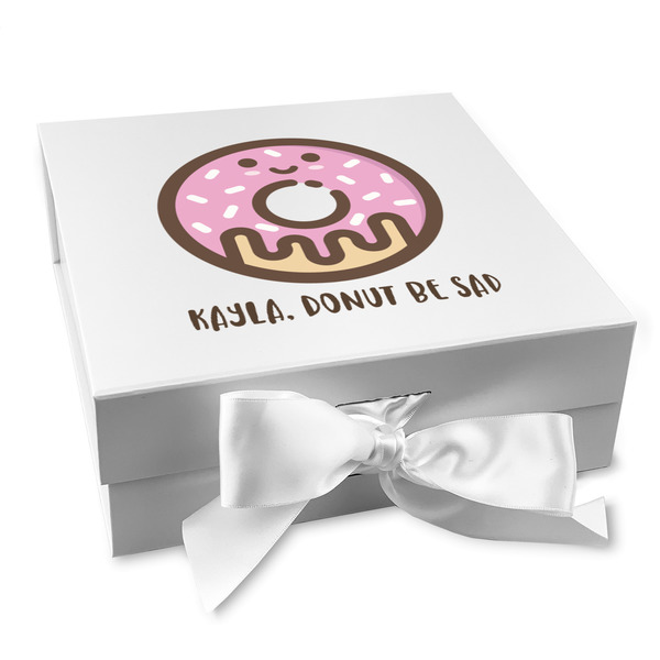 Custom Donuts Gift Box with Magnetic Lid - White (Personalized)