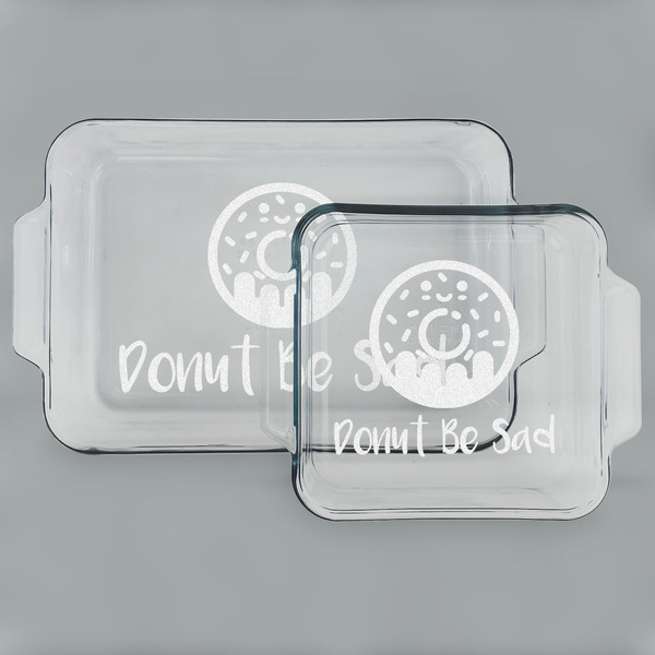 Custom Donuts Set of Glass Baking & Cake Dish - 13in x 9in & 8in x 8in (Personalized)