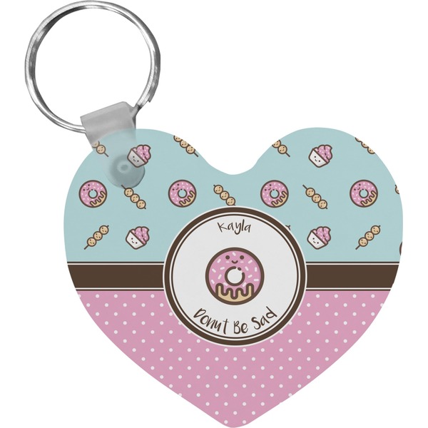 Custom Donuts Heart Plastic Keychain w/ Name or Text