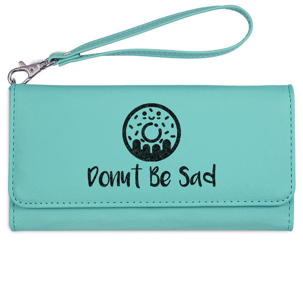 Custom Donuts Ladies Leatherette Wallet - Laser Engraved- Teal (Personalized)