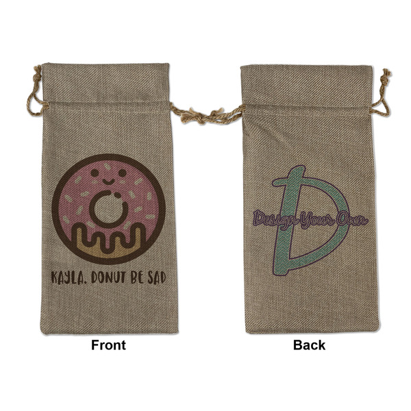 Custom Donuts Large Burlap Gift Bag - Front & Back (Personalized)