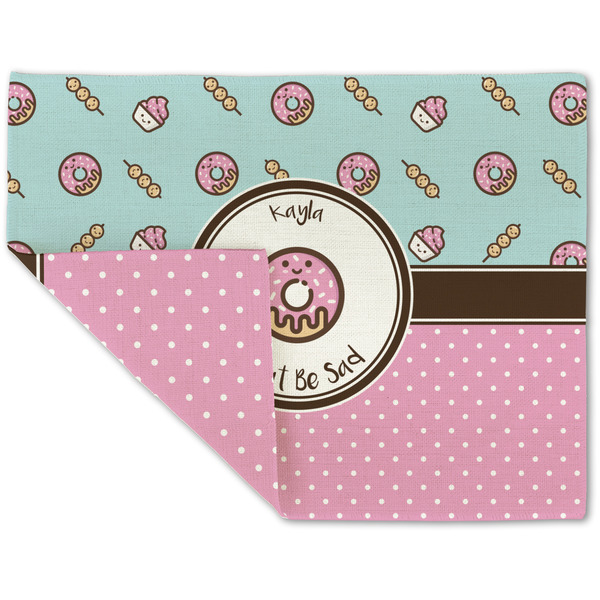 Custom Donuts Double-Sided Linen Placemat - Single w/ Name or Text