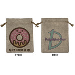 Donuts Medium Burlap Gift Bag - Front & Back (Personalized)