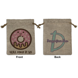 Donuts Medium Burlap Gift Bag - Front & Back (Personalized)