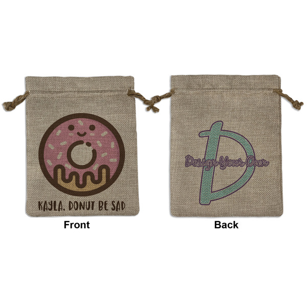 Custom Donuts Medium Burlap Gift Bag - Front & Back (Personalized)