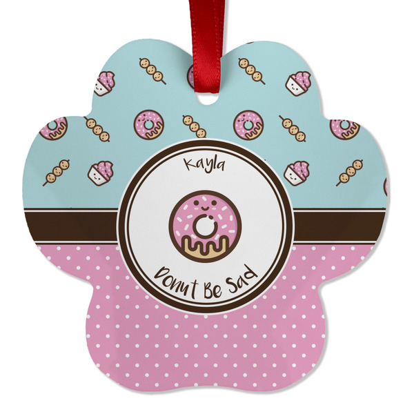 Custom Donuts Metal Paw Ornament - Double Sided w/ Name or Text