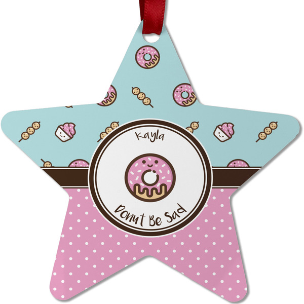 Custom Donuts Metal Star Ornament - Double Sided w/ Name or Text