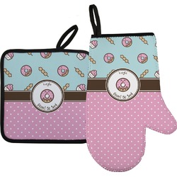 Donuts Right Oven Mitt & Pot Holder Set w/ Name or Text