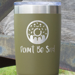 Donuts 20 oz Stainless Steel Tumbler - Olive - Single Sided (Personalized)