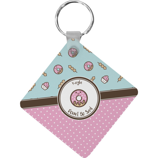 Custom Donuts Diamond Plastic Keychain w/ Name or Text