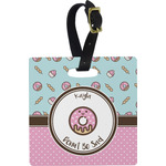 Donuts Plastic Luggage Tag - Square w/ Name or Text