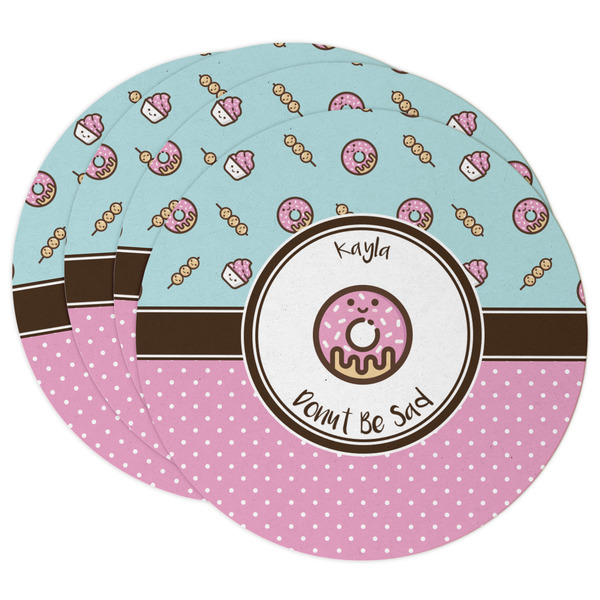 Custom Donuts Round Paper Coasters w/ Name or Text