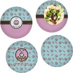 Donuts Set of 4 Glass Lunch / Dinner Plate 10" (Personalized)