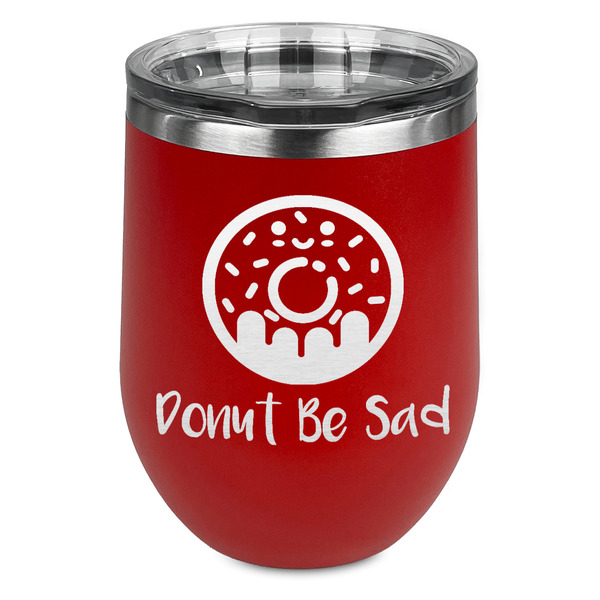 Custom Donuts Stemless Stainless Steel Wine Tumbler - Red - Double Sided (Personalized)