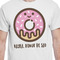 Donuts White Crew T-Shirt on Model - CloseUp