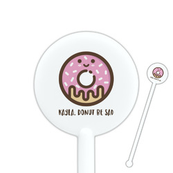 Donuts 5.5" Round Plastic Stir Sticks - White - Single Sided (Personalized)