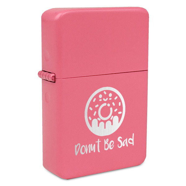 Custom Donuts Windproof Lighter - Pink - Single Sided & Lid Engraved (Personalized)