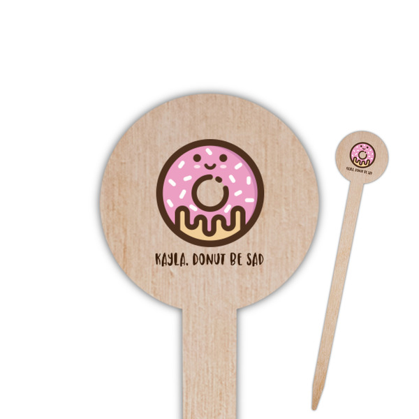 Custom Donuts 6" Round Wooden Food Picks - Double Sided (Personalized)