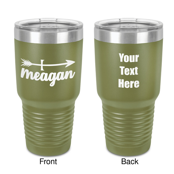 Custom Tribal Arrows 30 oz Stainless Steel Tumbler - Olive - Double-Sided (Personalized)