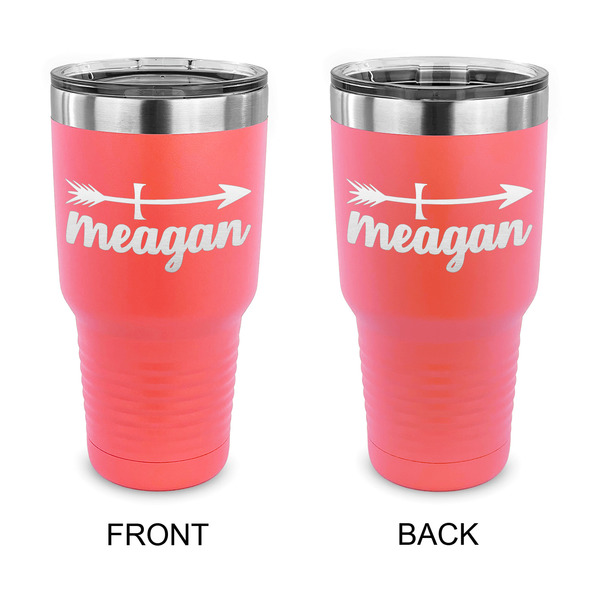 Custom Tribal Arrows 30 oz Stainless Steel Tumbler - Coral - Double Sided (Personalized)