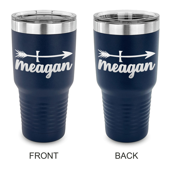 Custom Tribal Arrows 30 oz Stainless Steel Tumbler - Navy - Double Sided (Personalized)