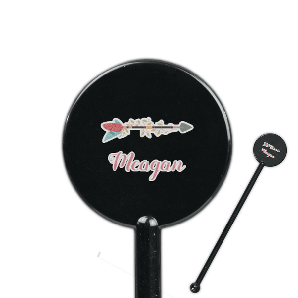 Custom Tribal Arrows 5.5" Round Plastic Stir Sticks - Black - Single Sided (Personalized)