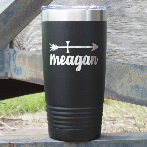 Custom Tribal Arrows 20 oz Stainless Steel Tumbler - Black - Double Sided (Personalized)