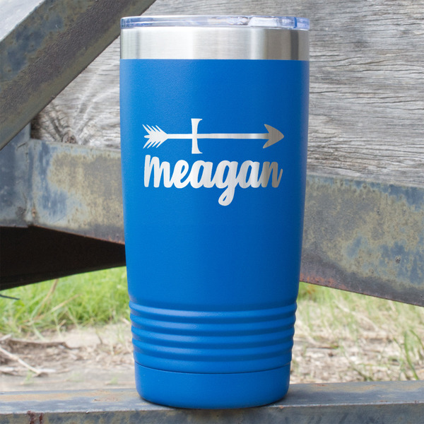 Custom Tribal Arrows 20 oz Stainless Steel Tumbler - Royal Blue - Double Sided (Personalized)